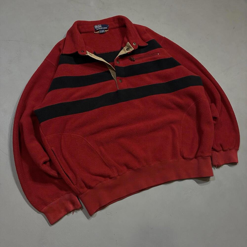 Vintage Polo Ralph Lauren Red Pullover Fleece Sweater